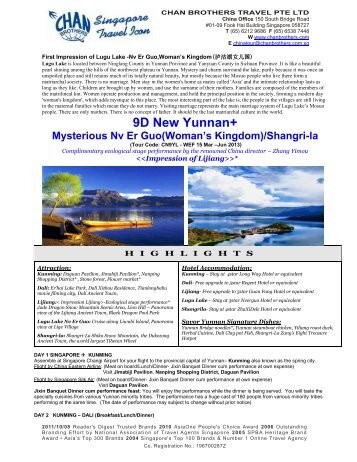 9D New Yunnan+ - Package Tours - Chan Brothers