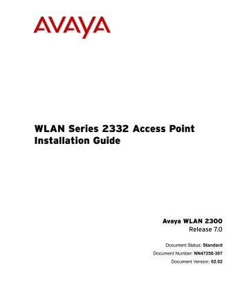 Nortel WLAN Access Point 2330/2330A Installation Guide