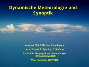 Dynamische Meteorologie und Synoptik - UniversitÃ¤t zu KÃ¶ln