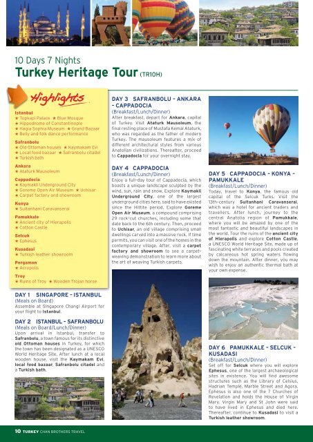 Turkey Heritage Tour(TR10H) - Chan Brothers