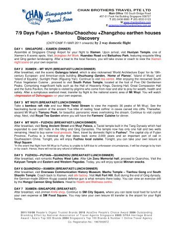 7/9 Days Fujian + Shantou/Chaozhou +Zhangzhou ... - Chan Brothers