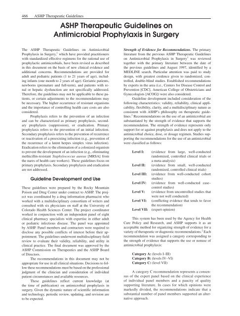 Therapeutic Guidelines on Antimicrobial Prophylaxis in Surgery