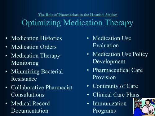 The Role of Pharmacists in the Hospital Setting - American Society ...