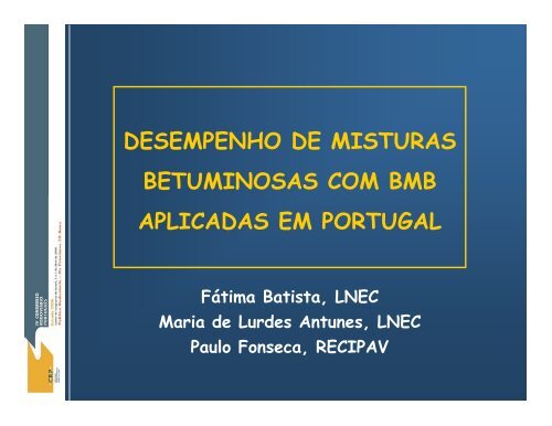 desempenho de misturas betuminosas com bmb aplicadas ... - CRP