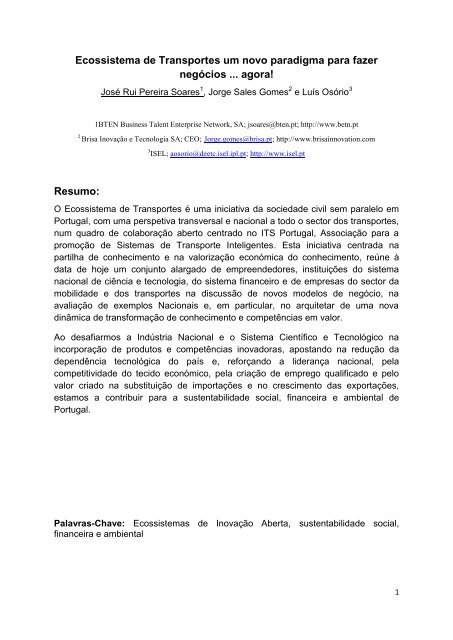 Ecossistema de Transportes um novo paradigma para fazer ... - CRP