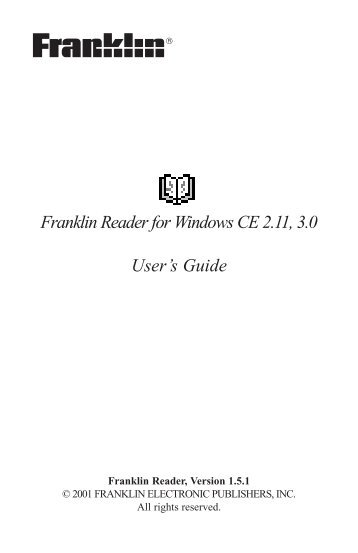 Franklin Reader for Windows CE 2.11, 3.0 User's Guide