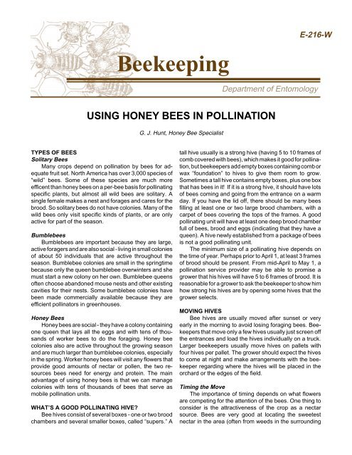 E-216 Honey Bees in Pollination - Purdue Extension Entomology ...
