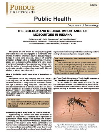 The Biology and Medical Importance of Mosquitoes in Indiana