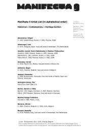 Manifesta 9 Artist List (in alphabetical order)