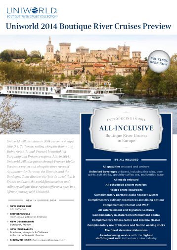 uniworld 2014 Boutique River cruises Preview - Harvey World Travel