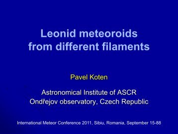 Leonid meteoroids from different filaments - International Meteor ...