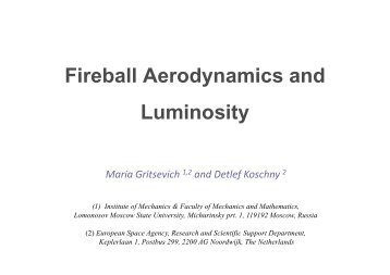 Maria Gritsevich: Fireball Aerodynamics and Luminosity