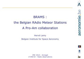 BRAMS : the Belgian RAdio Meteor Stations A Pro-Am collaboration