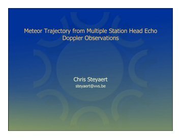 Chris Steyaert: Meteor Trajectory from Multiple Station Head Echo ...