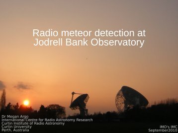 Megan Argo: The Jodrell Bank Meteor Detector - International ...