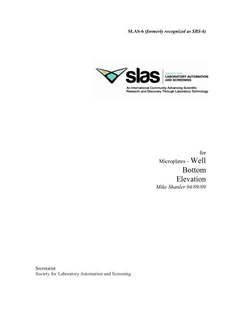 ANSI/SLAS 6: Well Bottom Elevation