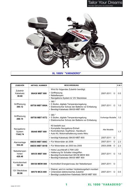 1 XL 1000 ''VARADERO'' - Honda