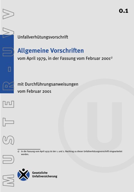 UVV 0.1 - Allgemeine Vorschriften