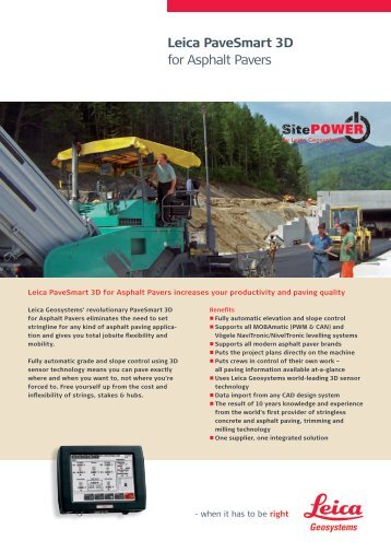 Leica PaveSmart 3D for Asphalt Pavers - Scanlaser