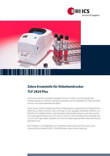 Zebra Ersatzteile fÃ¼r Etikettendrucker TLP 2824 Plus - ICS direkt.de