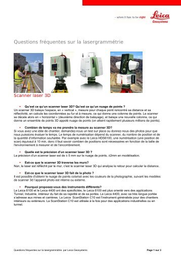 Questions frÃ©quentes sur la lasergrammÃ©trie - Leica Geosystems