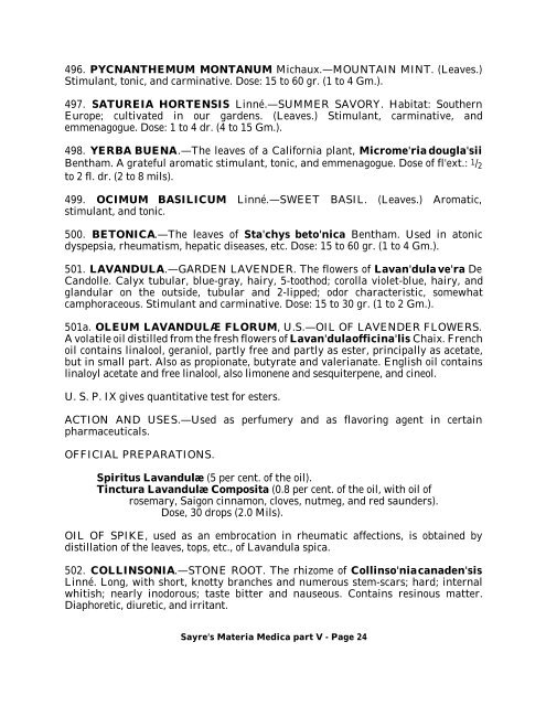 SAYRE'S MATERIA MEDICA - Part V - Southwest School of ...