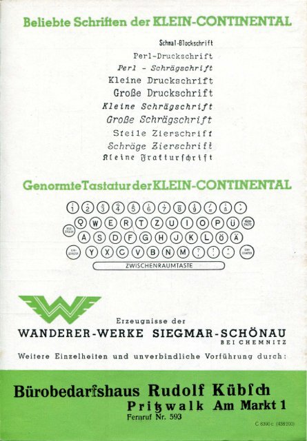 Klein-Continental Broschüre - typewriters.ch