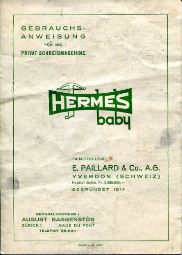 Gebrauchsanweisung für die erste Hermes Baby - typewriters.ch