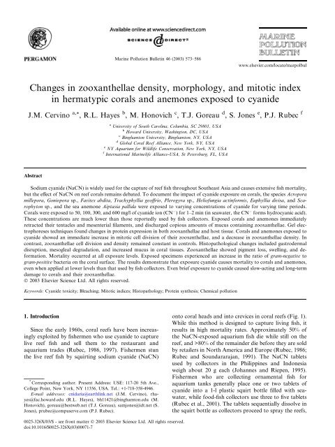 Changes in zooxanthellae density, morphology, and mitotic index in ...
