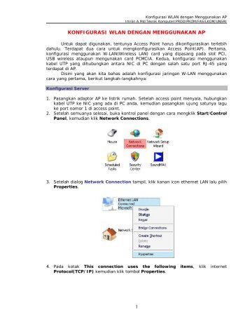 Konfigurasi WLAN dengan Menggunakan AP - Universitas Sriwijaya