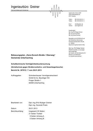 Ingenieurbüro Greiner - Gemeinde Unterhaching