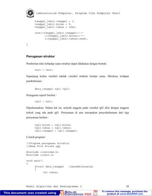 modul praktikum algoritma & pemrograman ii laboratorium dasar