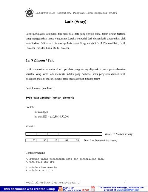 modul praktikum algoritma & pemrograman ii laboratorium dasar