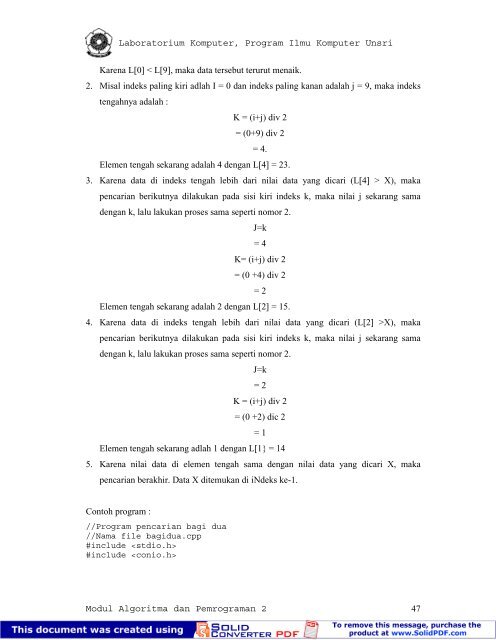 modul praktikum algoritma & pemrograman ii laboratorium dasar