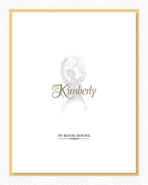 In Room Dining Menu The Kimberly Hotel