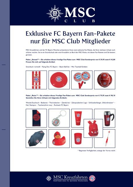 Exklusive FC Bayern Fan-Pakete nur fÃ¼r MSC Club Mitglieder