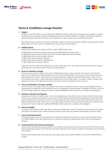 Terms & Conditions Lounge Voucher - Die SWISS Miles & More ...