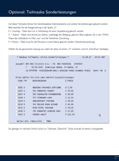 Buchungsanleitung TOMA - MSC Kreuzfahrten