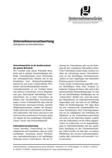 Unternehmerverantwortung - UnternehmensGrün