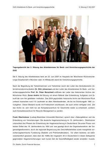 Tagungsbericht der 5. Sitzung des Arbeitskreises fÃ¼r Bank- und ...