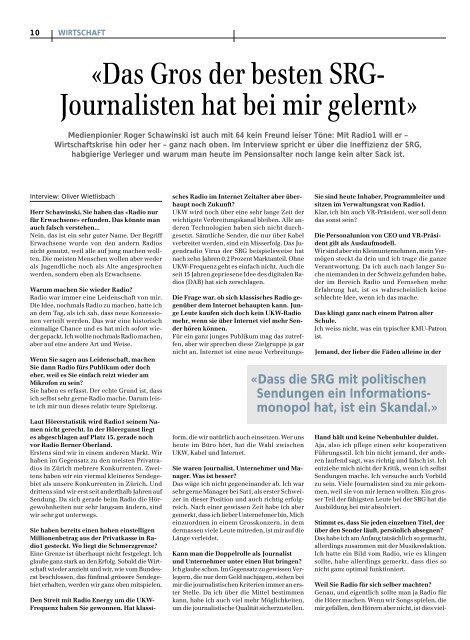 Interview mit Roger Schawinski - UnternehmerZeitung