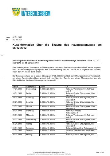 Protokoll - Stadt Unterschleissheim