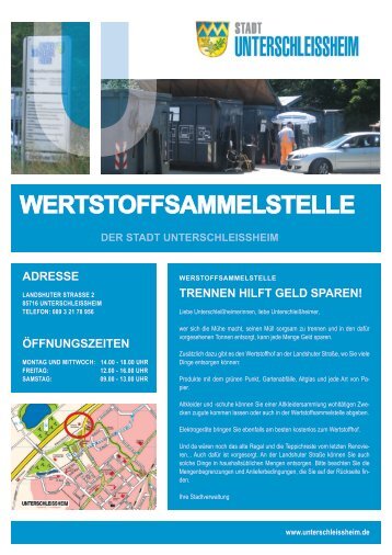 Wertstoffsammelstelle (Flyer, PDF) - Stadt Unterschleissheim