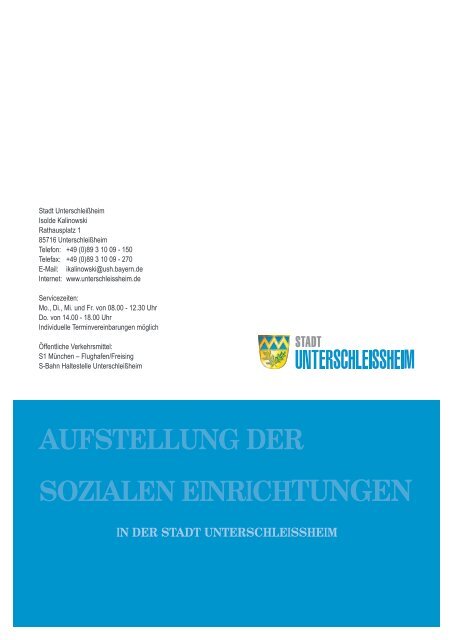 Aufstellung der soziAlen einrichtungen - Stadt Unterschleissheim