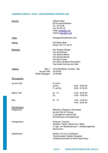 Aufstellung der soziAlen einrichtungen - Stadt Unterschleissheim