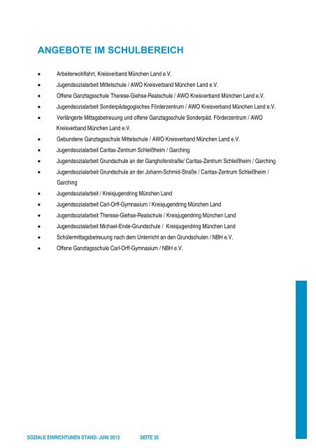 Aufstellung der soziAlen einrichtungen - Stadt Unterschleissheim