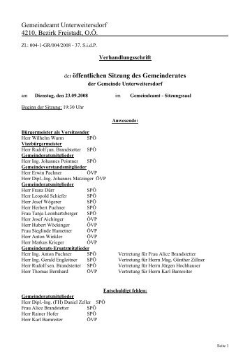 Gemeinderatssitzung 2008/04 (253 KB) - .PDF - Unterweitersdorf