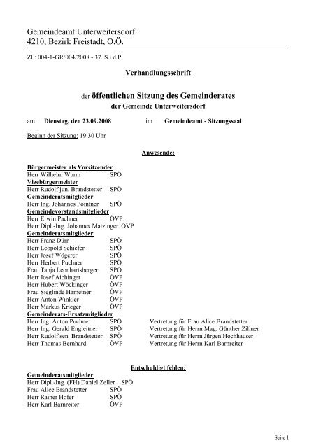 Gemeinderatssitzung 2008/04 (253 KB) - .PDF - Unterweitersdorf