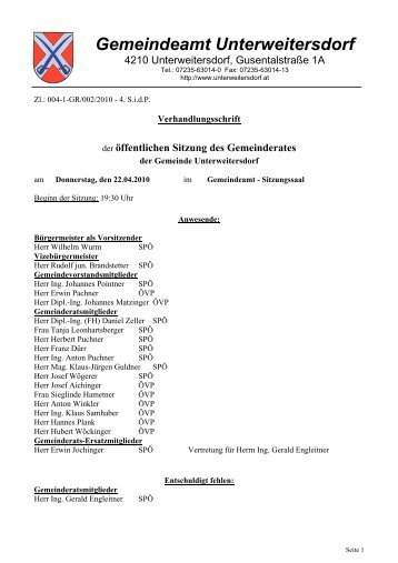 Gemeinderatssitzung 2010/02 (772 KB) - .PDF - Unterweitersdorf