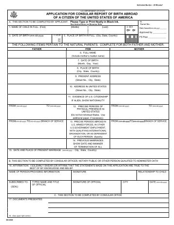 Form DS-2029 Report of Birth Abroad - US Department of State